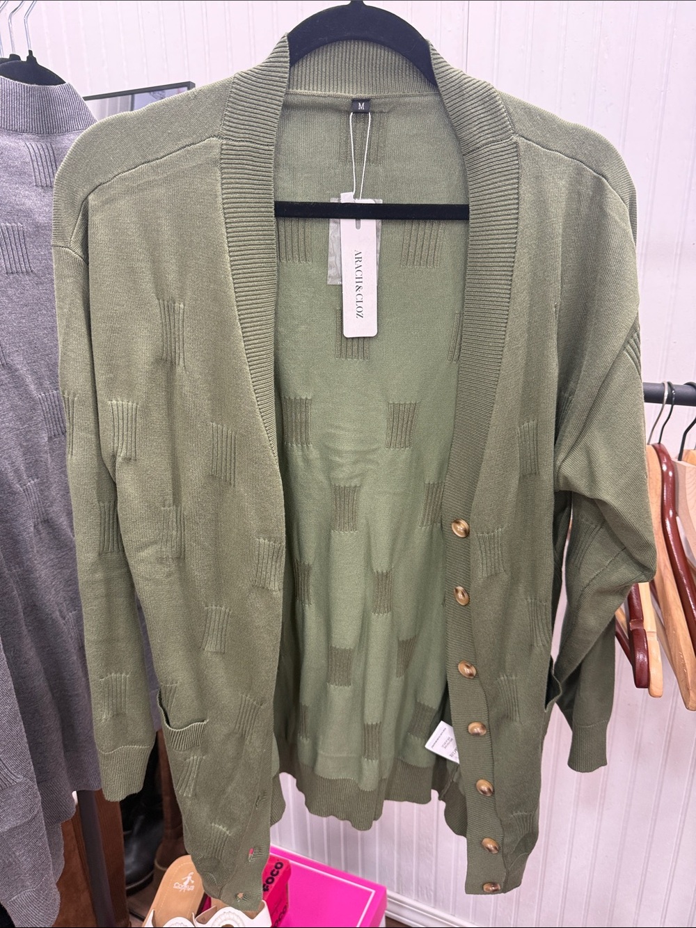 NWT Olive Green Open-Front Cardigan Sweater Medium
